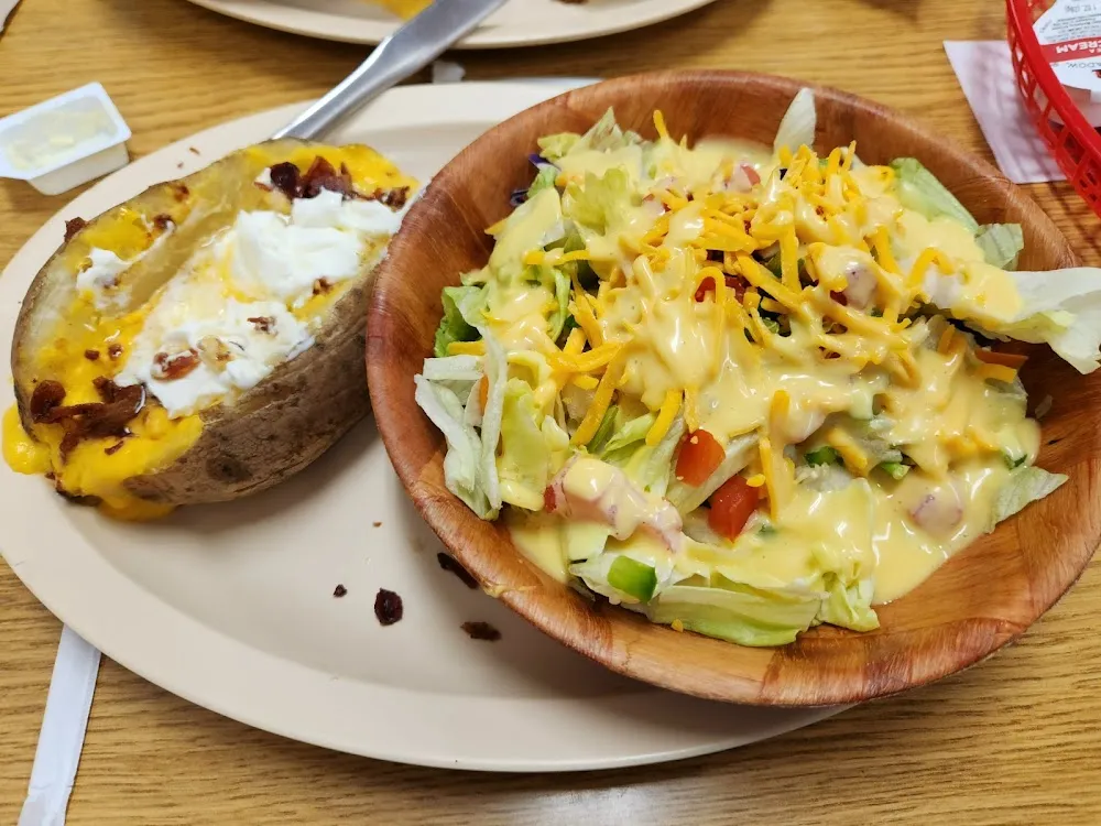 Salad and Loaded Baked Potato